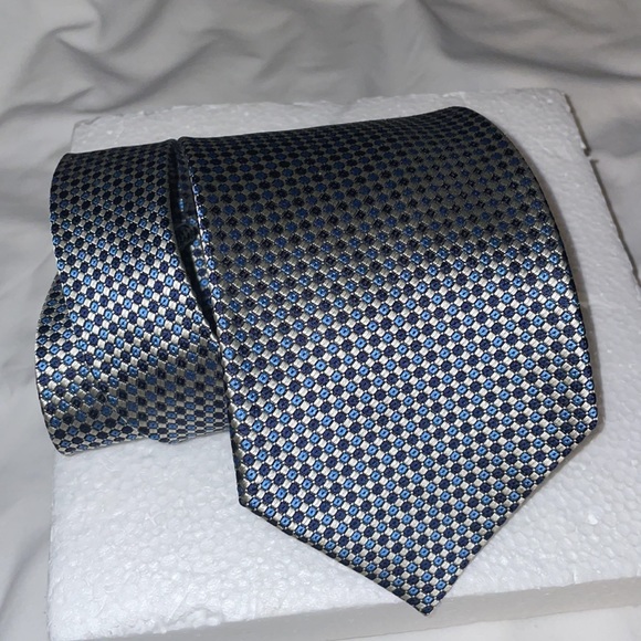 Joseph & Feiss International Tie 100% Silk Blue & Silver - Picture 1 of 6
